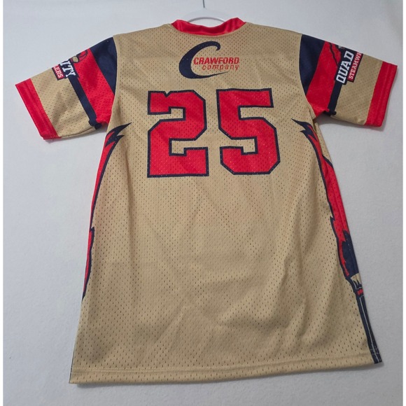 Quad City Steamwheelers Jersey #25 Youth Large IFL Football Gold Red YL - Picture 8 of 8